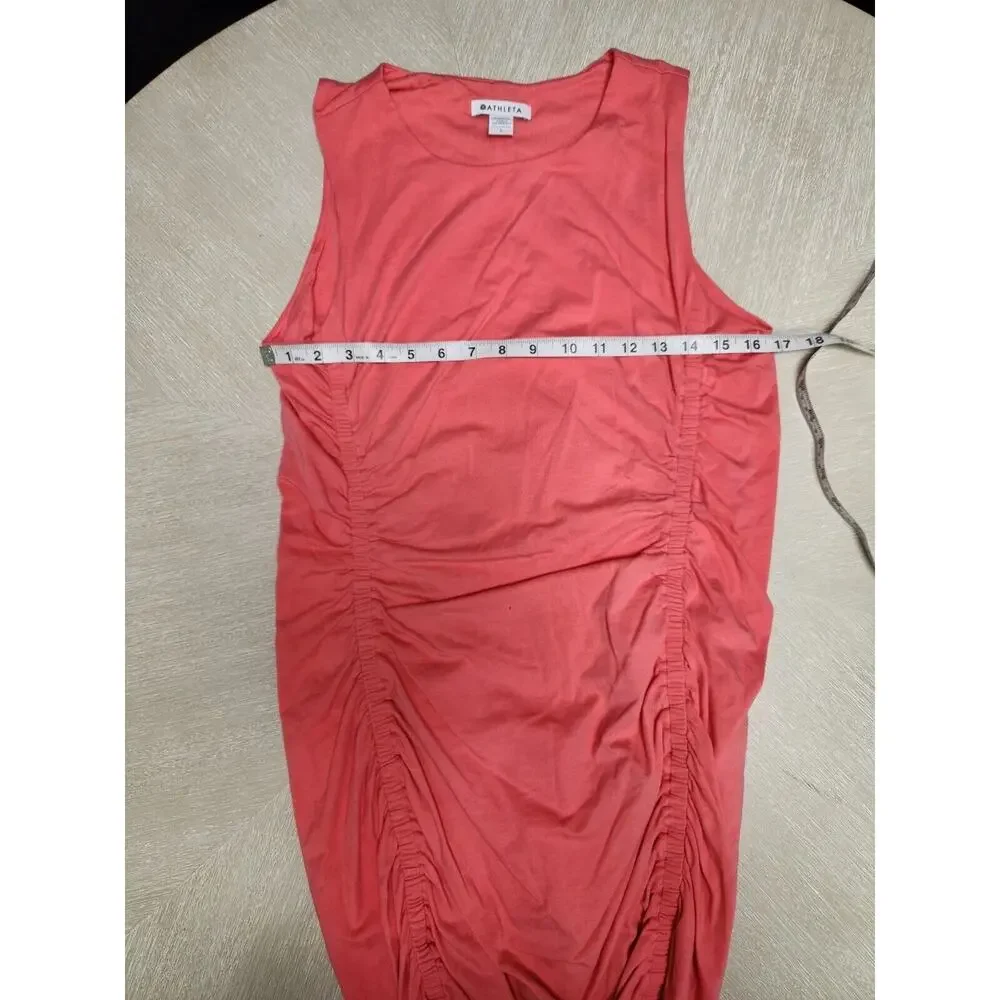 Athleta Stella Tank Dress size Large Coral Rushed Side Pre-owned - Picture 8 of 10